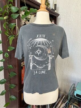 Urban Outfitters Tarot La Lune Graphic Tee - Charcoal Moon Design